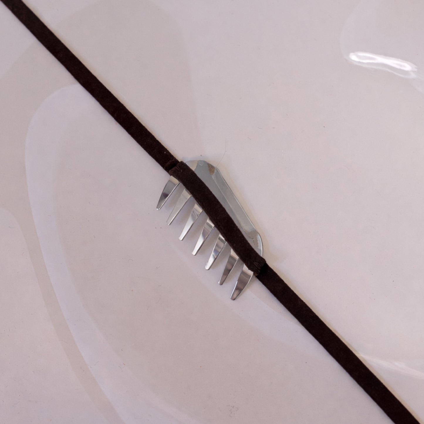 Re-Fork leather belt silver