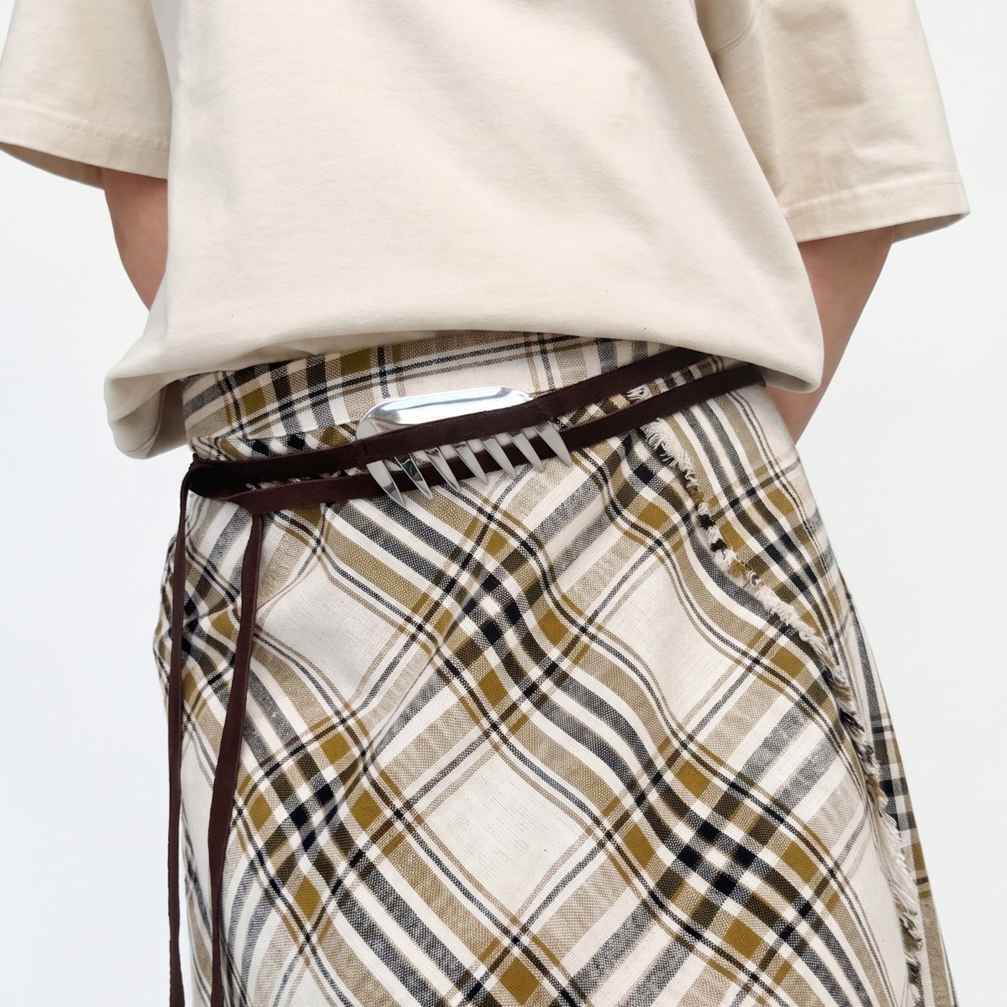 Re-Fork leather belt silver