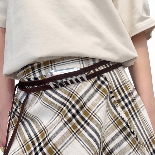 Re-Fork leather belt silver