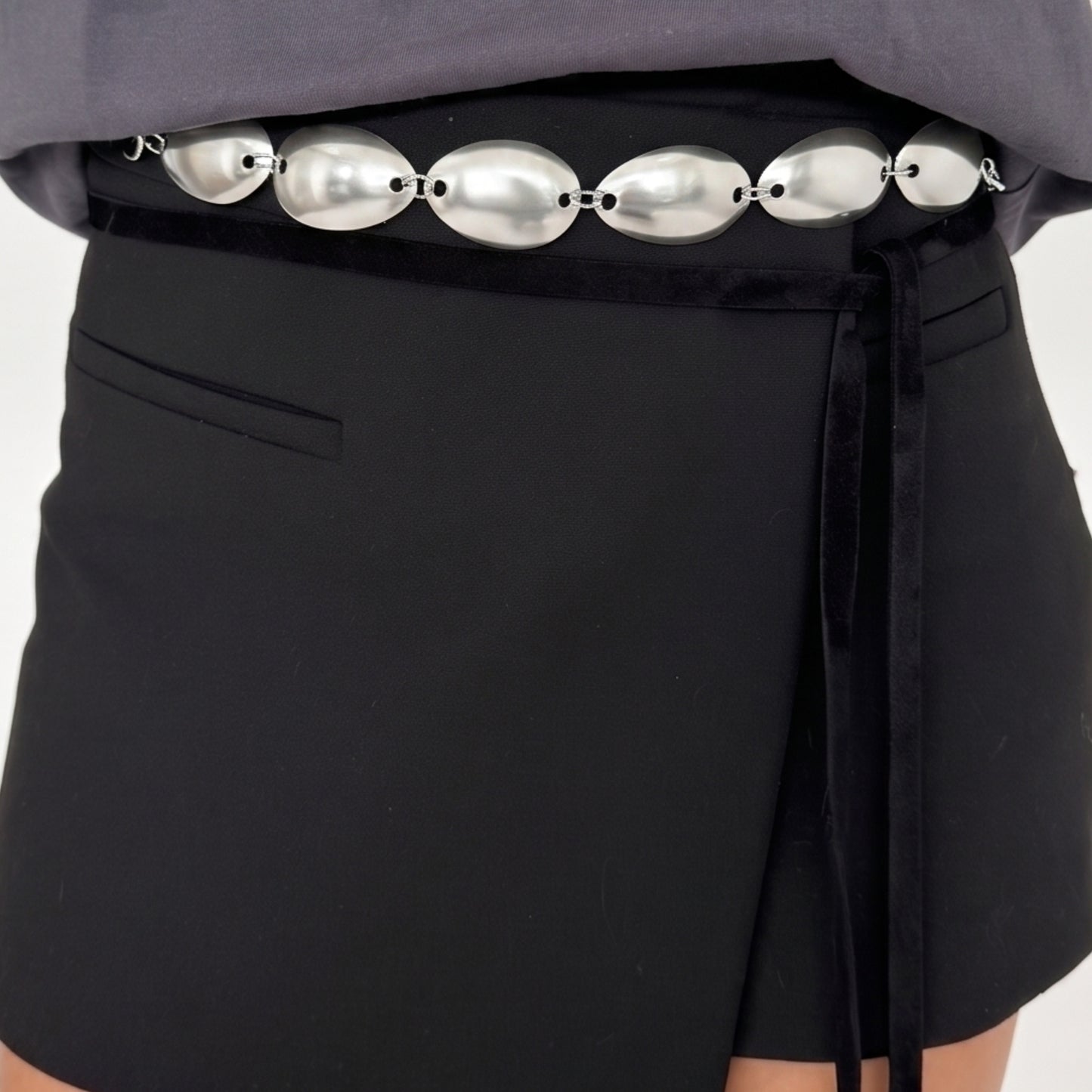 Spoon leather belt black