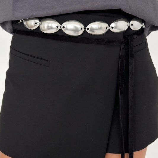 Spoon leather belt black