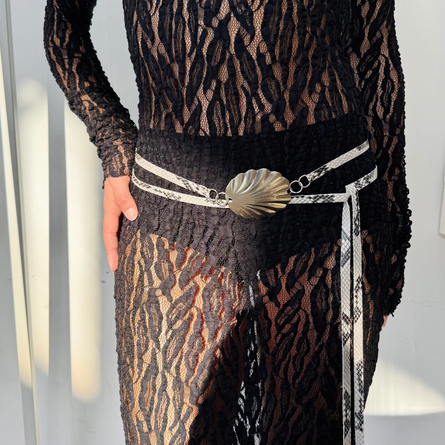 Venus leather belt silver