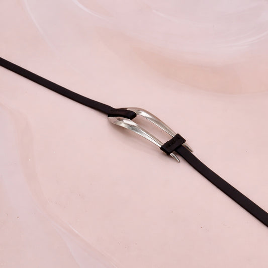 Fork leather belt silver